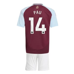 Bambino Maglia Calcio Aston Villa Pau #14 2024-25 Prima (+ Pantaloncini)