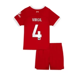 Bambino Maglia Calcio Liverpool FC Virgil van Dijk #4 2023-24 Prima (+ Pantaloncini)