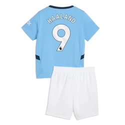 Bambino Maglia Calcio Manchester City Erling Haaland #9 2024-25 Prima (+ Pantaloncini)
