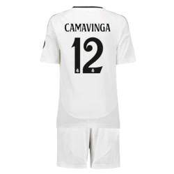 Bambino Maglia Calcio Real Madrid Eduardo Camavinga #12 2024-25 Prima (+ Pantaloncini)