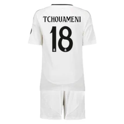 Bambino Maglia Calcio Real Madrid Tchouameni #18 2024-25 Prima (+ Pantaloncini)