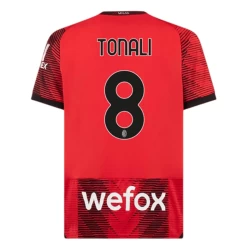 Maglia Calcio AC Milan Sandro Tonali #8 2023-24 Prima Uomo