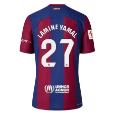 Maglia Calcio Barcellona Lamine Yamal #27 2023-24 Prima Uomo