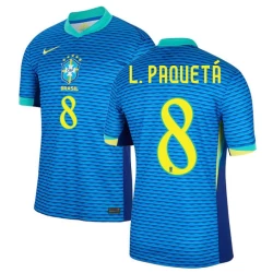 Maglia Calcio Brasile L.paqueta #8 Copa America 2024 Trasferta Uomo