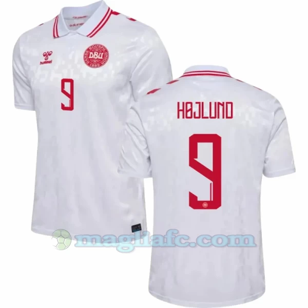 Maglia Calcio Danimarca Rasmus Højlund #9 Europei 2024 Trasferta Uomo