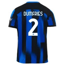 Maglia Calcio Inter Milan Dumfries #2 2023-24 Prima Uomo