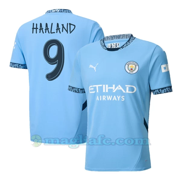 Maglia Calcio Manchester City Erling Haaland #9 2024-25 UCL Prima Uomo