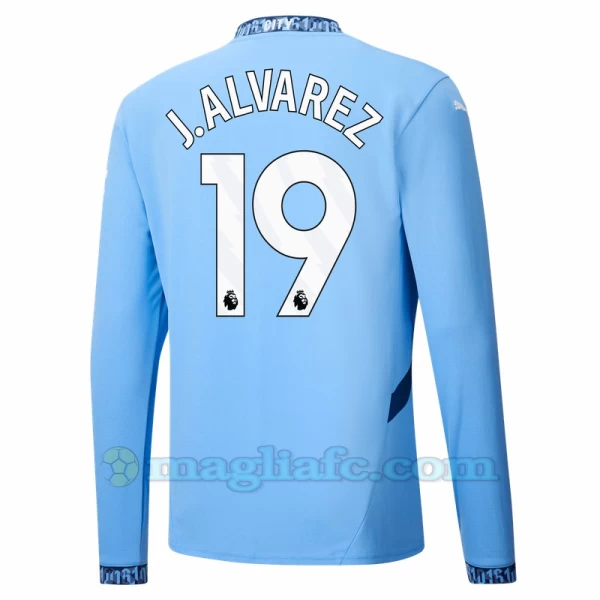 Maglia Calcio Manchester City J. Alvarez #19 2024-25 Prima Uomo Manica Lunga