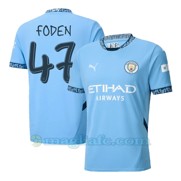 Maglia Calcio Manchester City Phil Foden #47 2024-25 UCL Prima Uomo