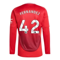 Maglia Calcio Manchester United Fernandez #42 2024-25 Prima Uomo Manica Lunga