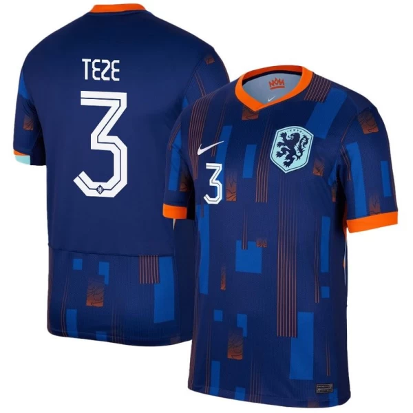 Maglia Calcio Olanda Teze #3 Europei 2024 Trasferta Uomo