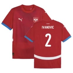 Maglia Calcio Serbia Ivanovic #2 Europei 2024 Prima Uomo