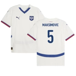 Maglia Calcio Serbia Maksimovic #5 Europei 2024 Trasferta Uomo