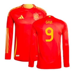 Maglia Calcio Spagna Gavi #9 Europei 2024 Prima Uomo Manica Lunga