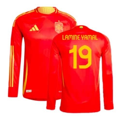 Maglia Calcio Spagna Lamine Yamal #19 Europei 2024 Prima Uomo Manica Lunga