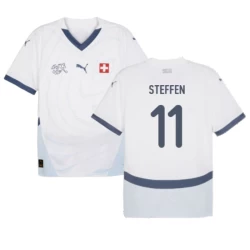 Maglia Calcio Svizzera Steffen #11 Europei 2024 Trasferta Uomo